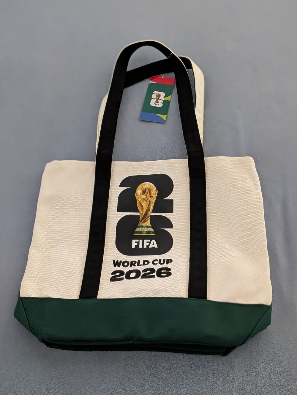 ⚽ NWT FIFA World Cup 2026 Canvas Tote Bag Green Beige Soccer Gameday